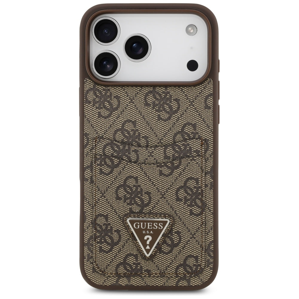 Etui til Apple iPhone 17 Pro Max, Guess, 4G Double Card Triangle, Brun