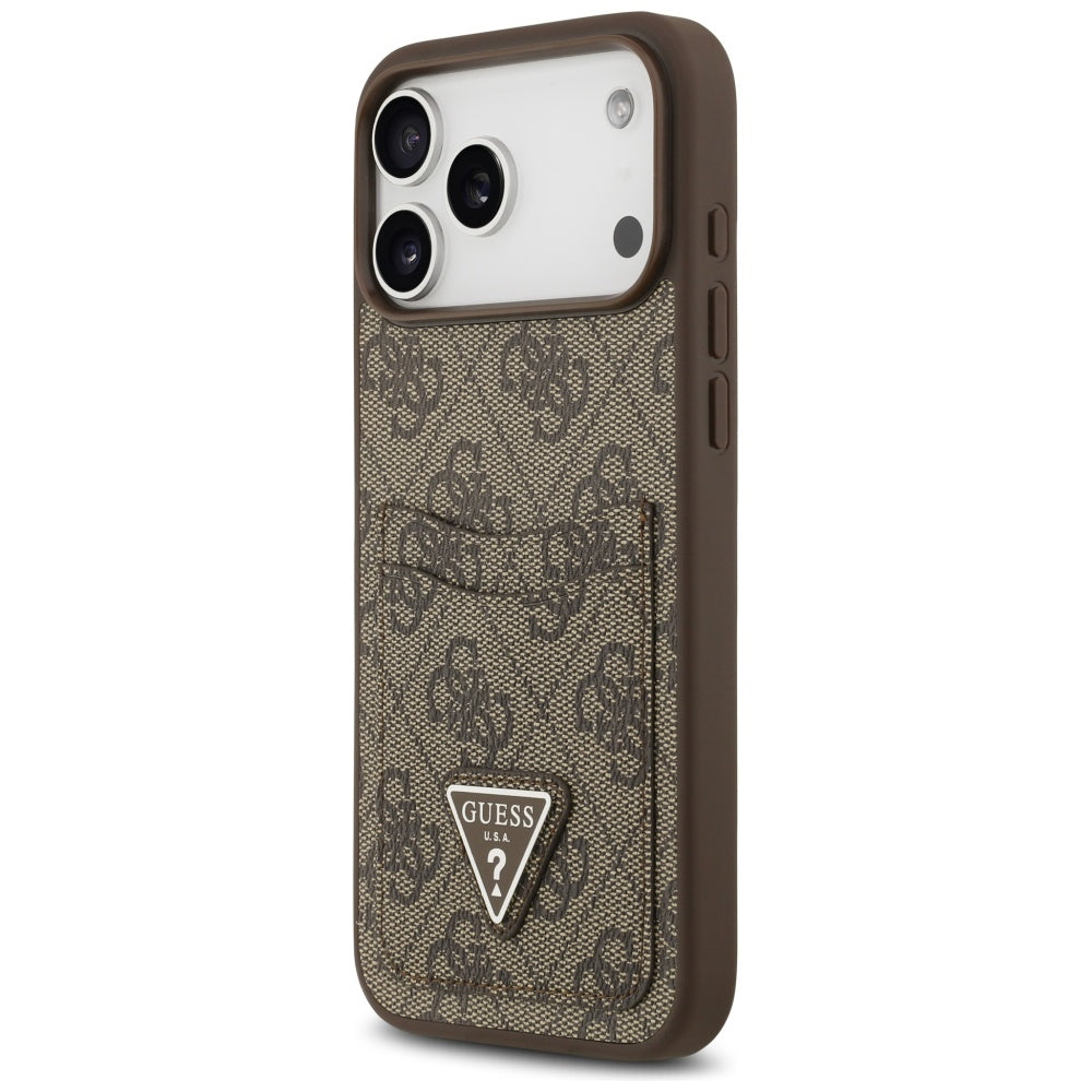 Etui til Apple iPhone 17 Pro Max, Guess, 4G Double Card Triangle, Brun