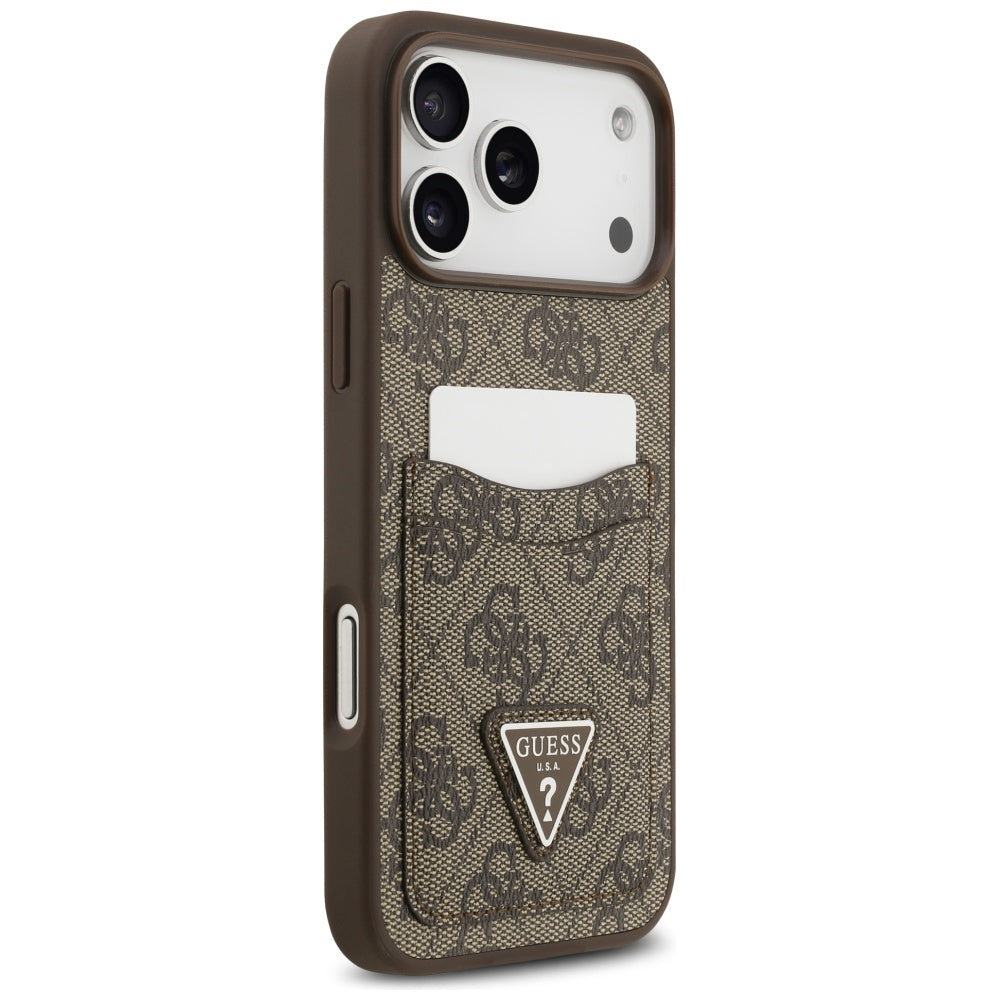 Etui til Apple iPhone 17 Pro Max, Guess, 4G Double Card Triangle, Brun