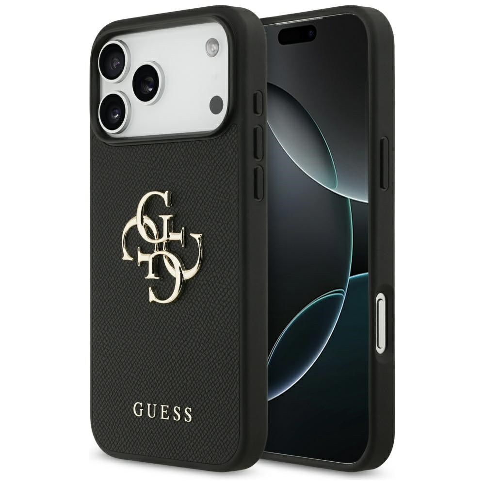 Etui til Apple iPhone 17 Pro Max, Guess, 4G Grained Big and Classic Logo, Sort
