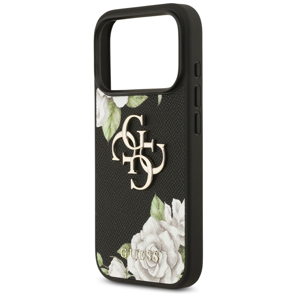 Etui til Apple iPhone 17 Pro Max, Guess, 4G Grained Roses Big Logo, Sort