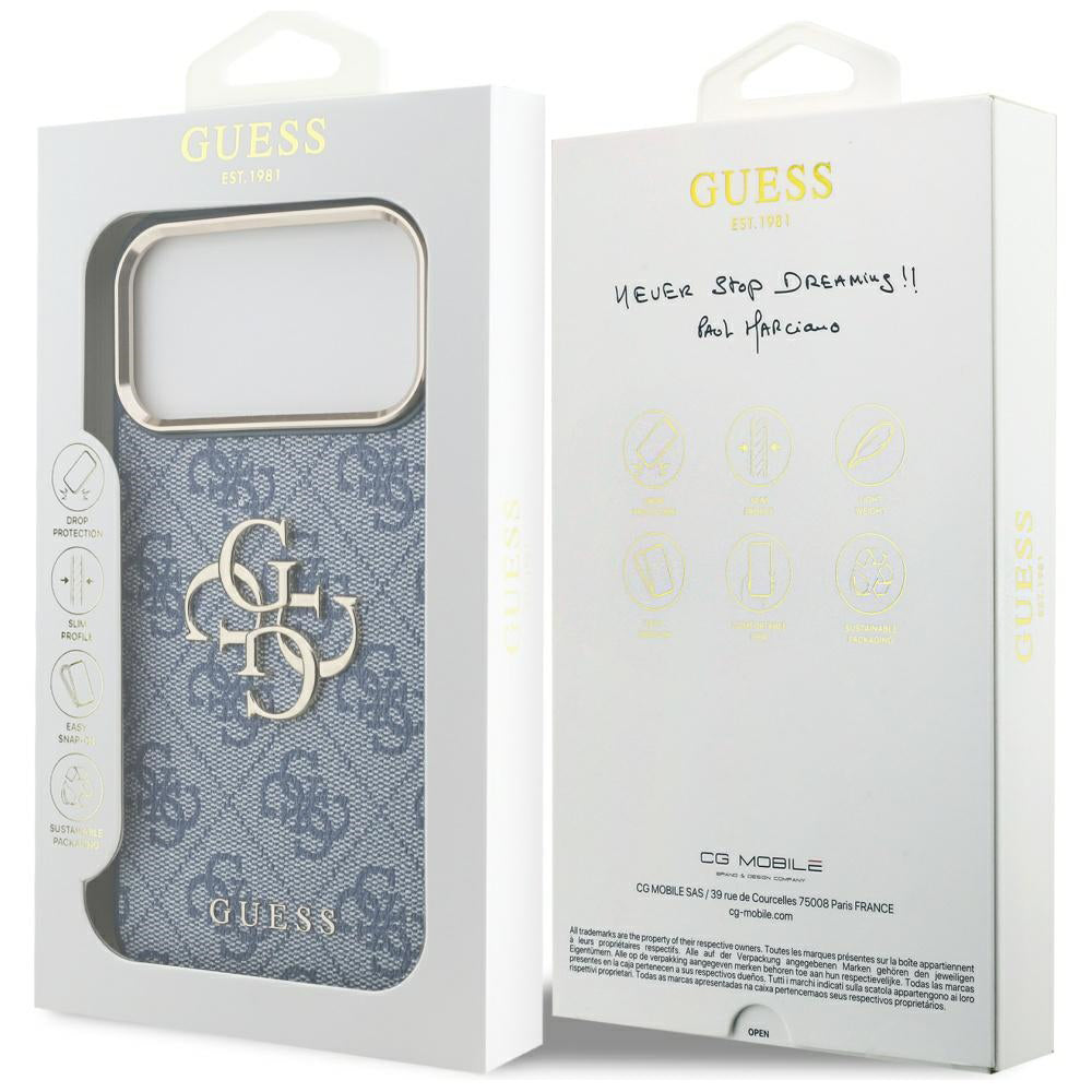Etui til Apple iPhone 17 Pro Max, Guess, Big 4G Logo Classic, Gyldenblå