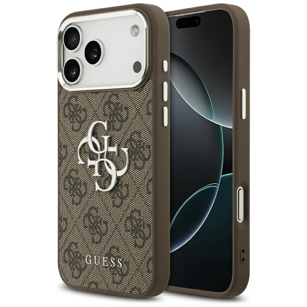 Etui til Apple iPhone 17 Pro Max, Guess, Big 4G Logo Classic, Brun Sølvfarvet