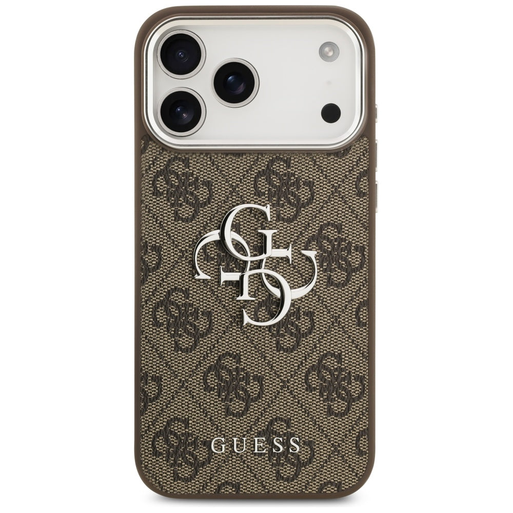 Etui til Apple iPhone 17 Pro Max, Guess, Big 4G Logo Classic, Brun Sølvfarvet