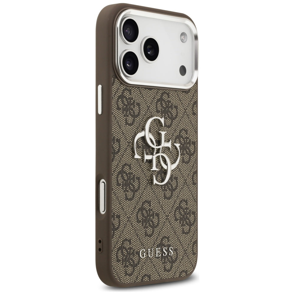 Etui til Apple iPhone 17 Pro Max, Guess, Big 4G Logo Classic, Brun Sølvfarvet