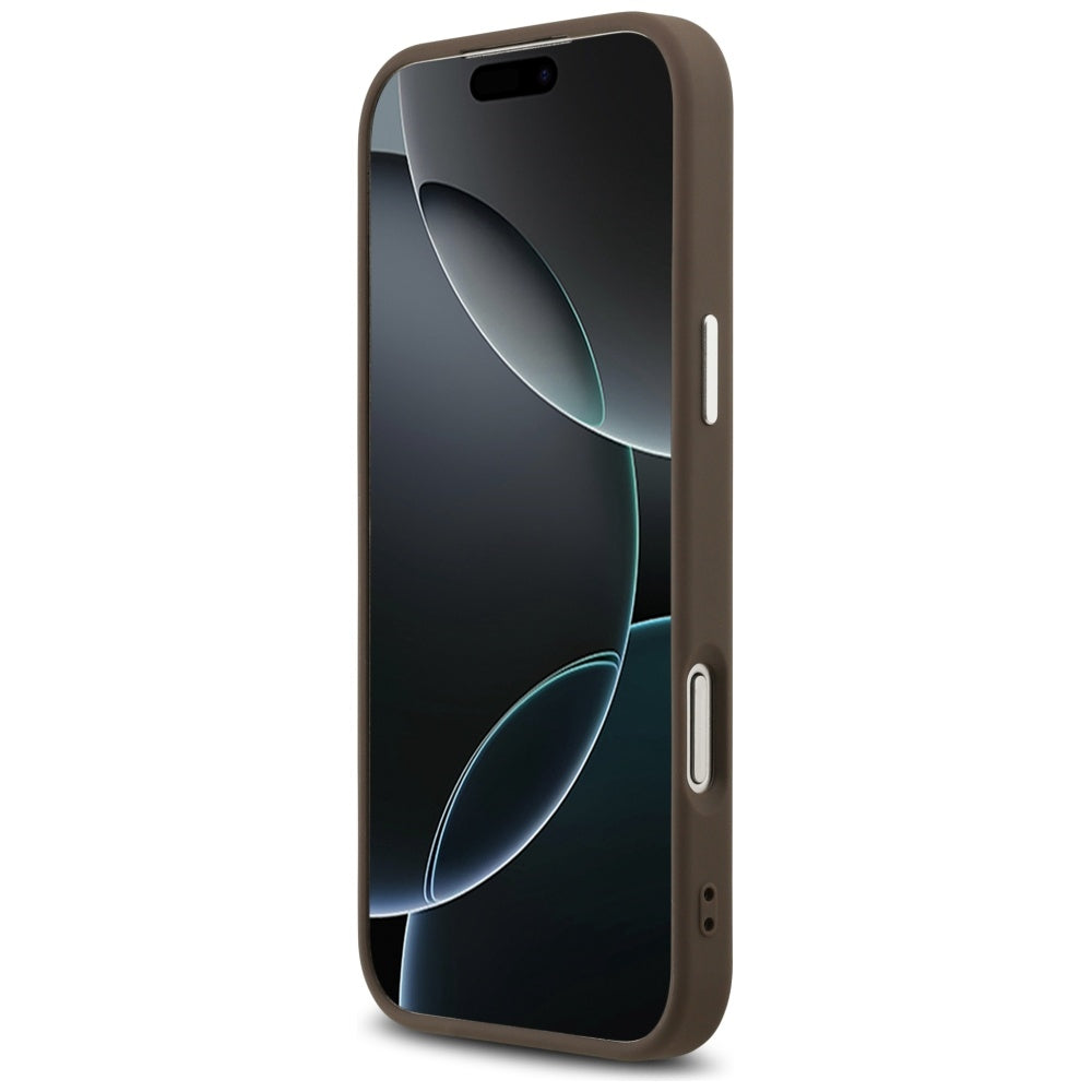 Etui til Apple iPhone 17 Pro Max, Guess, Big 4G Logo Classic, Brun Sølvfarvet