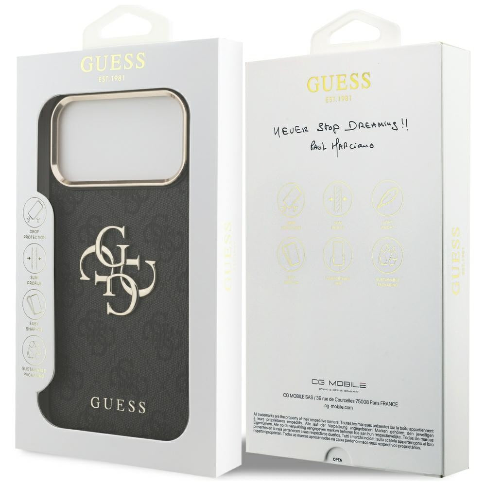 Etui til Apple iPhone 17 Pro Max, Guess, Big 4G Logo Classic, Sort Guld