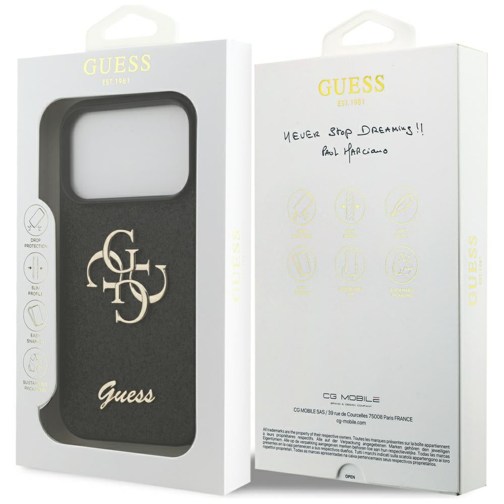 Etui til Apple iPhone 17 Pro Max, Guess, Fixed Glitter Big 4G, Sort