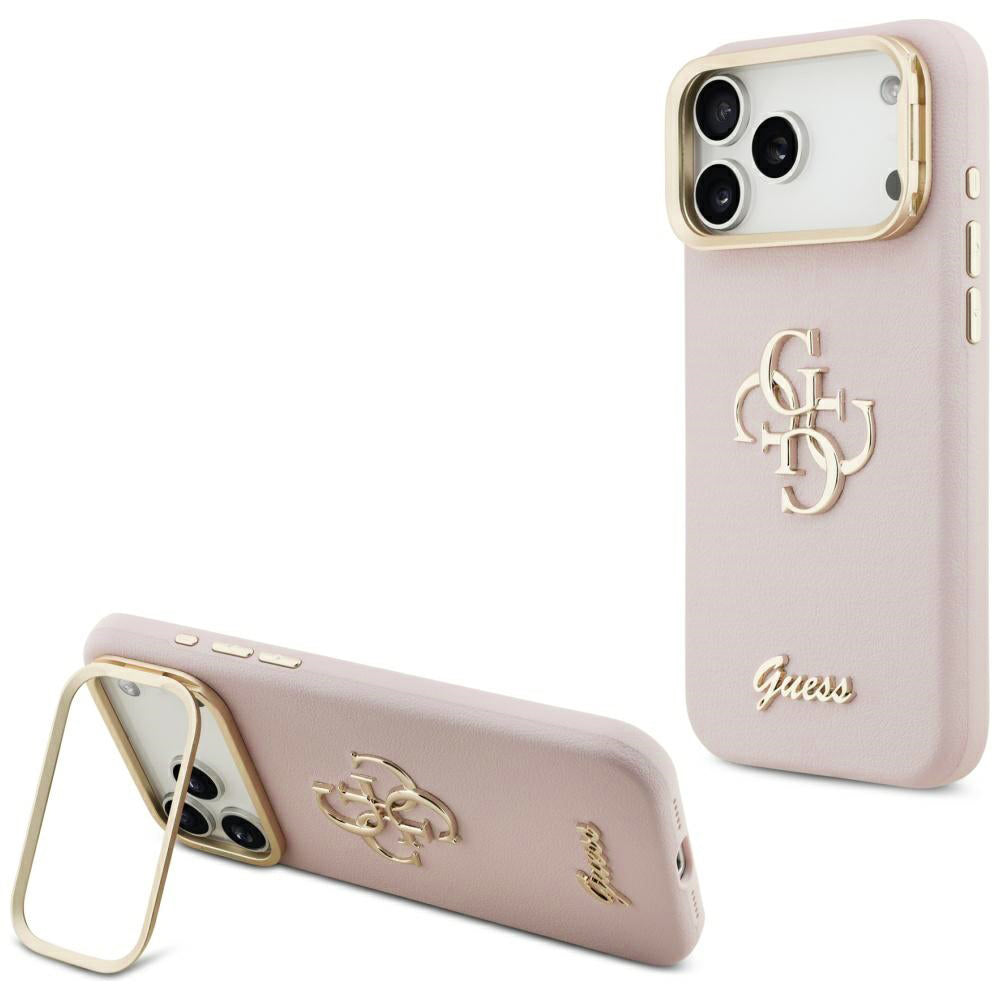 Etui til Apple iPhone 17 Pro Max, Guess, Grained Big 4G Stand Camera, Pink