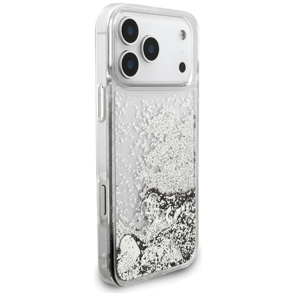 Etui til Apple iPhone 17 Pro Max, Guess, Liquid Glitter Charms, Sølvfarvet