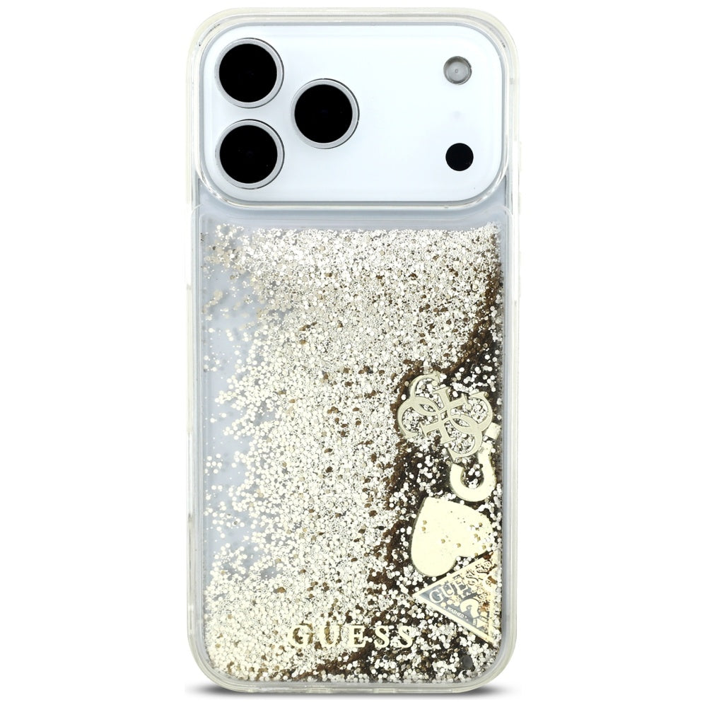 Etui til Apple iPhone 17 Pro Max, Guess, Liquid Glitter Charms, Gylden