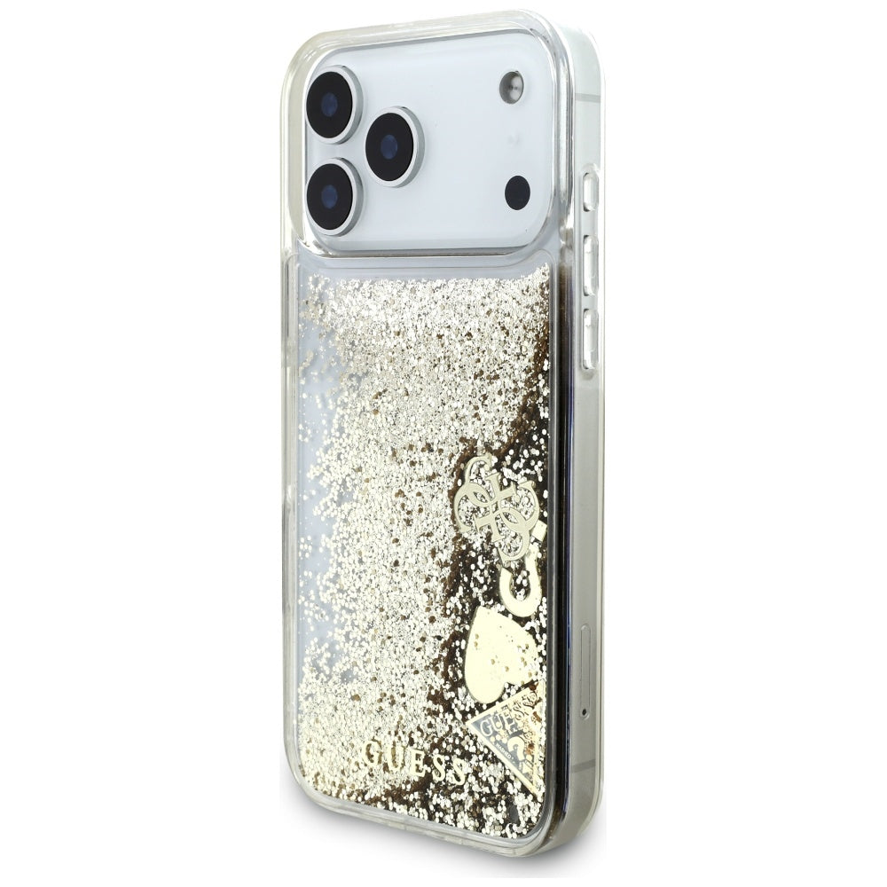 Etui til Apple iPhone 17 Pro Max, Guess, Liquid Glitter Charms, Gylden
