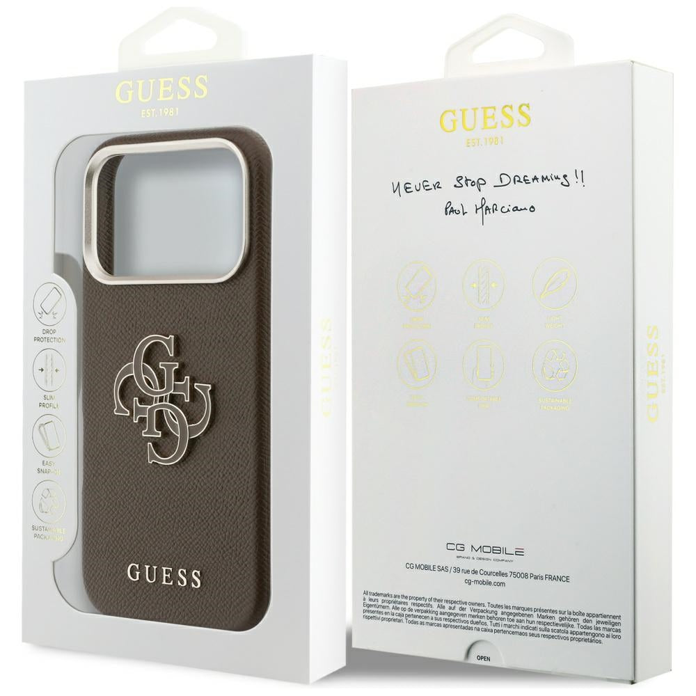 Etui til Apple iPhone 17 Pro Max, Guess, Resin Logo, Brun