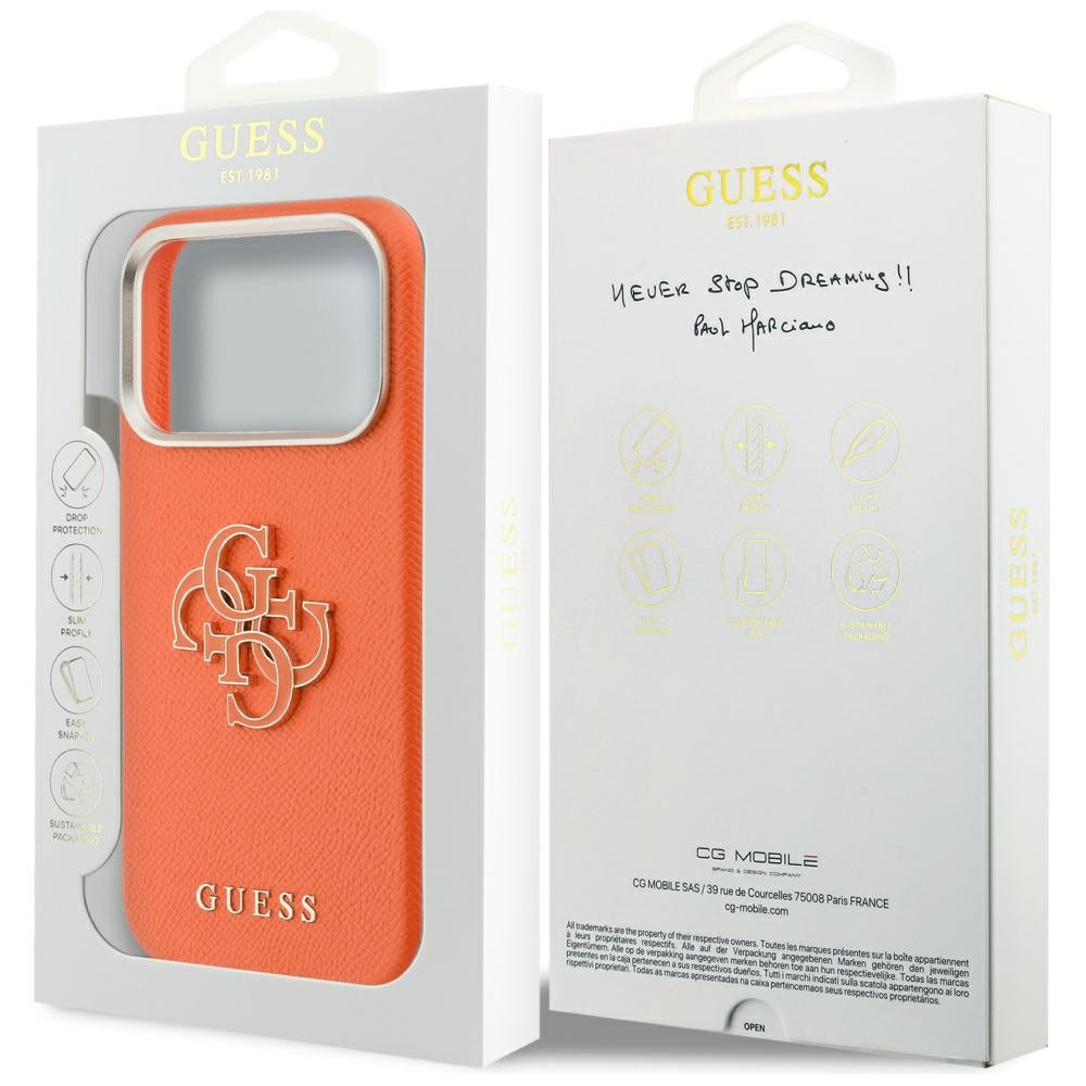 Etui til Apple iPhone 17 Pro Max, GUESS, Resin Logo, Orange