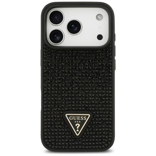 Etui til Apple iPhone 17 Pro Max, Guess, Rhinestone Triangle Logo, Sort