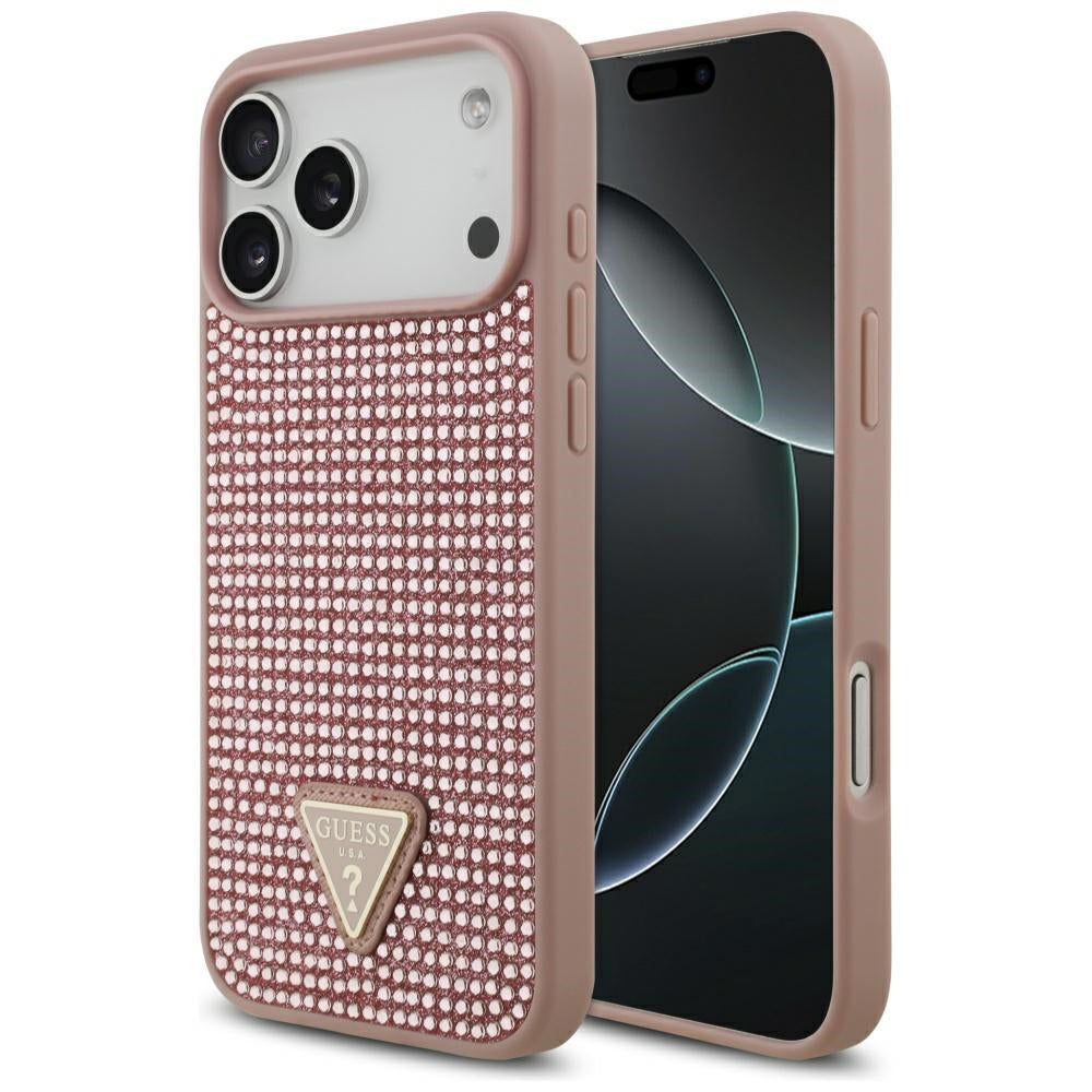 Etui til Apple iPhone 17 Pro Max, Guess, Rhinestone Triangle Logo, Pink