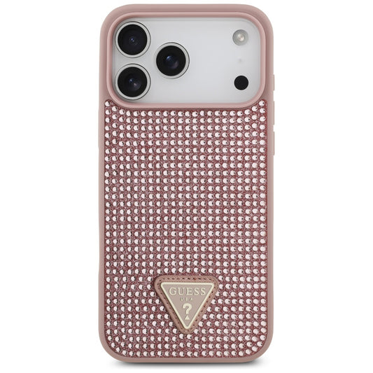 Etui til Apple iPhone 17 Pro Max, Guess, Rhinestone Triangle Logo, Pink