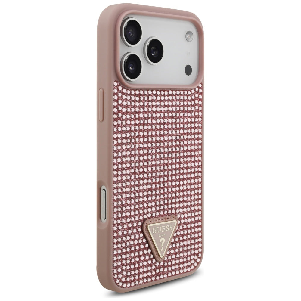 Etui til Apple iPhone 17 Pro Max, Guess, Rhinestone Triangle Logo, Pink