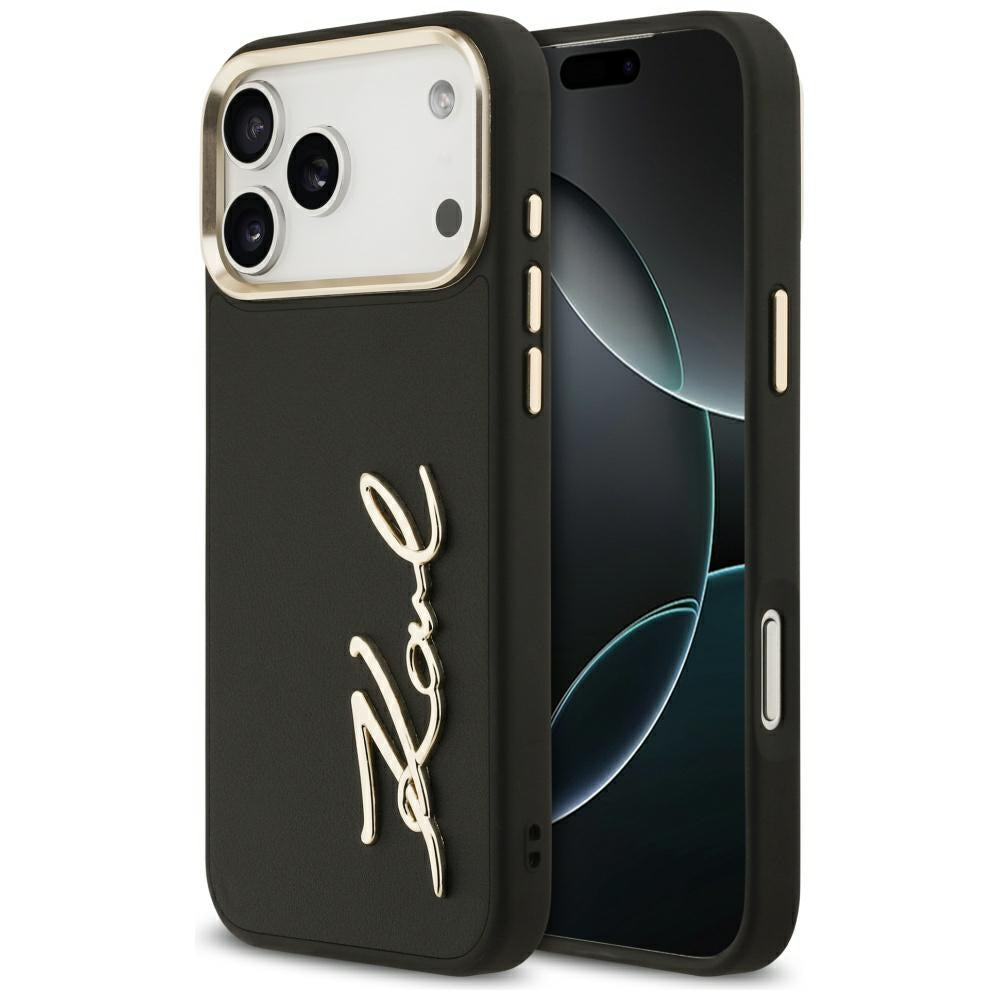Etui til Apple iPhone 17 Pro Max, Karl Lagerfeld, Script Logo, Sort