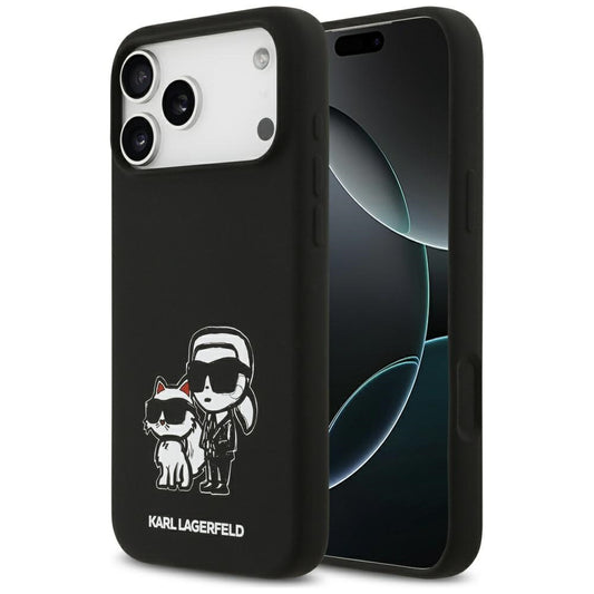 Etui til Apple iPhone 17 Pro Max, Karl Lagerfeld, Sketch and Logo Karl & Choupette, Sort