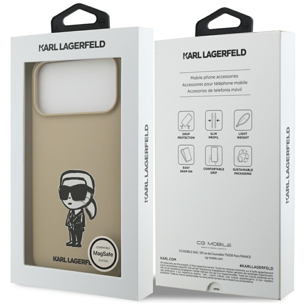 Etui til Apple iPhone 17 Pro Max, Karl Lagerfeld, Sketch and Logo Karl, Brun