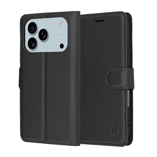 Case for Apple iPhone 17 Pro Max, Techsuit, Leather Folio, Black