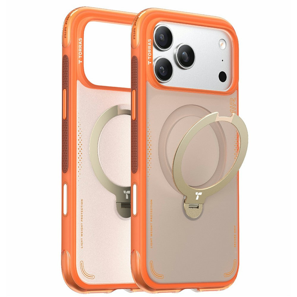 MagSafe cover til Apple iPhone 17 Pro, Torras, Ostand Spin Air, Orange