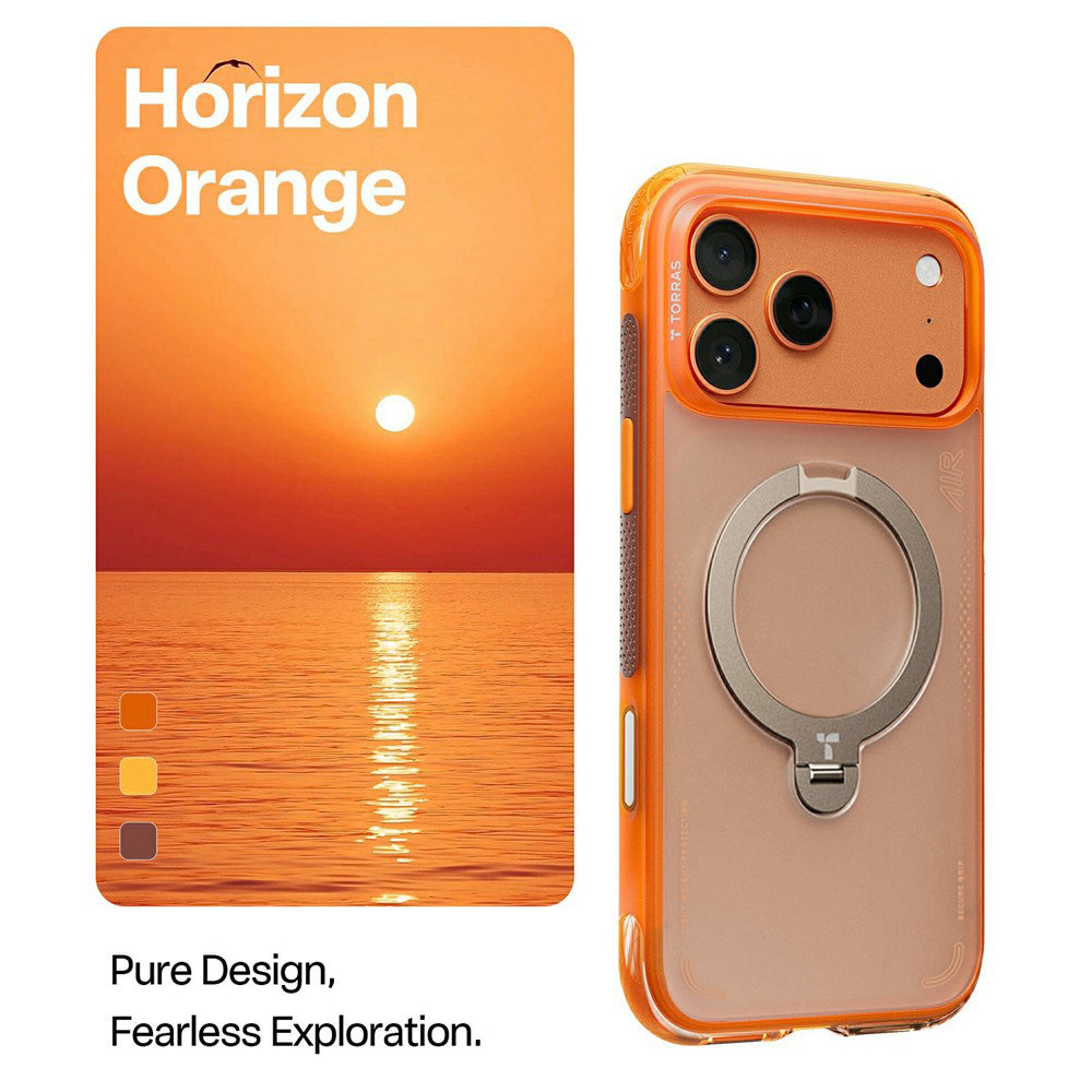 MagSafe cover til Apple iPhone 17 Pro, Torras, Ostand Spin Air, Orange