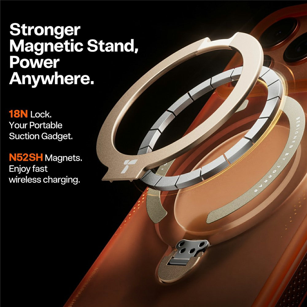 MagSafe cover til Apple iPhone 17 Pro, Torras, Ostand Spin Air, Orange