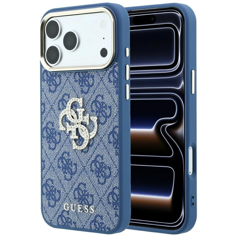 Cover til Apple iPhone 18 Pro / 17 Pro, Guess, 4G Big Strass Logo, Blå