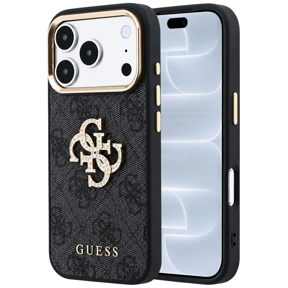 Cover til Apple iPhone 18 Pro / 17 Pro, Guess, 4G Big Strass Logo, Sort