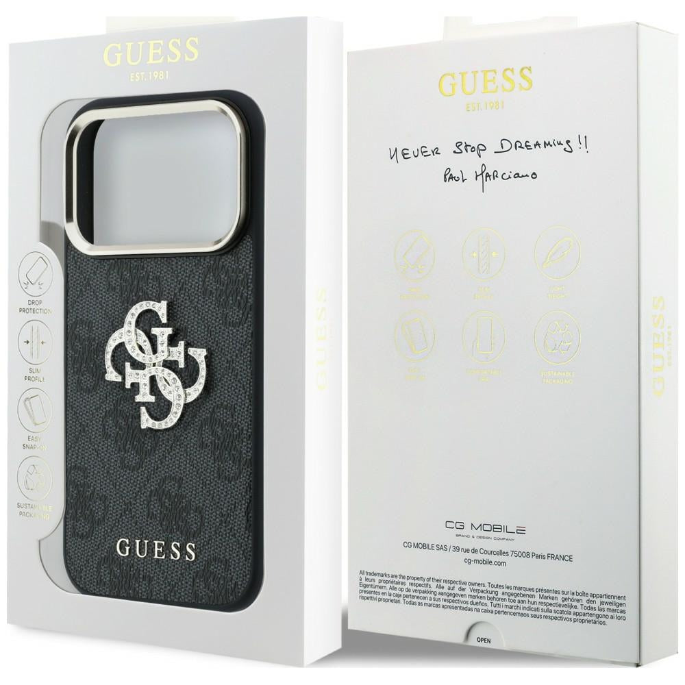 Cover til Apple iPhone 18 Pro / 17 Pro, Guess, 4G Big Strass Logo, Sort