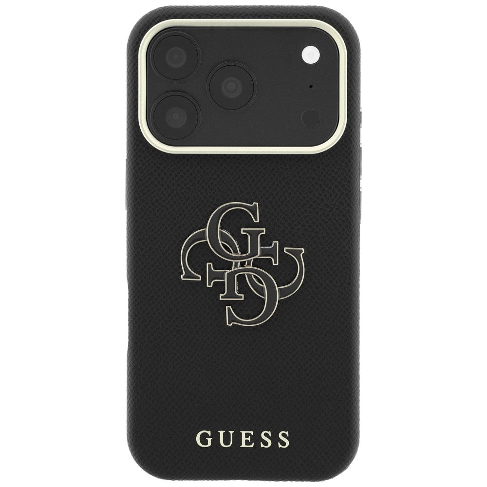 Cover til Apple iPhone 18 Pro / 17 Pro, Guess, Grained Big Resin Logo, Sort