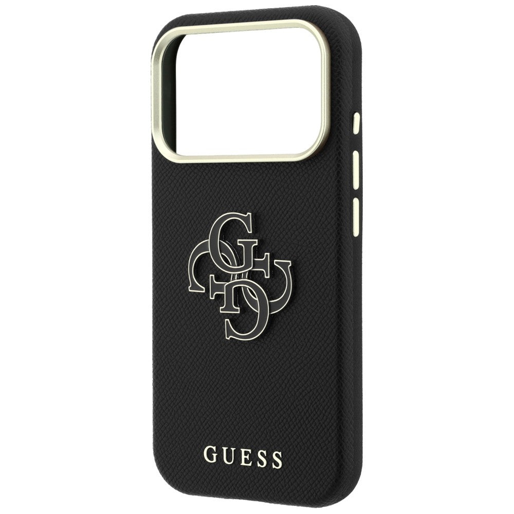 Cover til Apple iPhone 18 Pro / 17 Pro, Guess, Grained Big Resin Logo, Sort