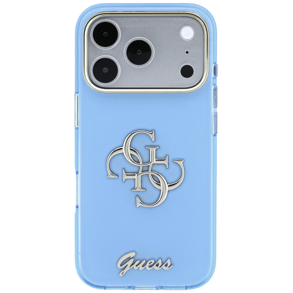 Cover til Apple iPhone 18 Pro / 17 Pro, Guess, IML 4G Metal Script, Blå