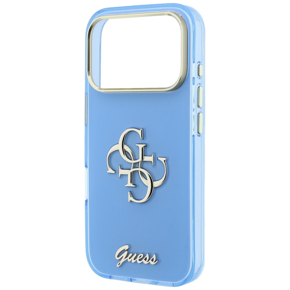 Cover til Apple iPhone 18 Pro / 17 Pro, Guess, IML 4G Metal Script, Blå