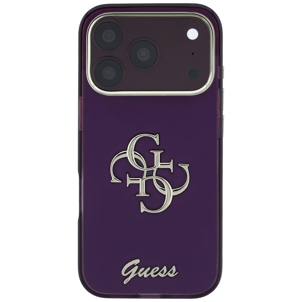 Cover til Apple iPhone 18 Pro / 17 Pro, Guess, IML 4G Metal Script, Vinrød