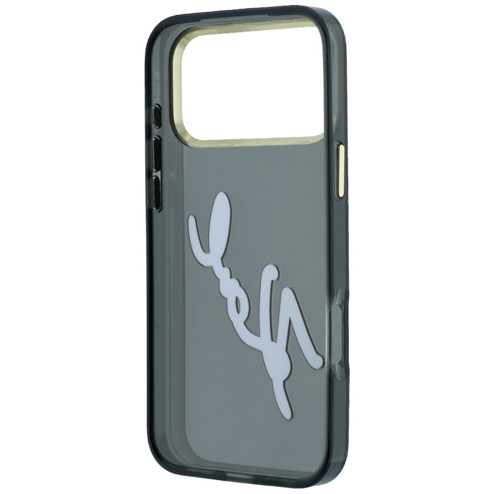 Cover til Apple iPhone 18 Pro / 17 Pro, Karl Lagerfeld, IML Big Signature Resin Logo og Metalramme, Sort