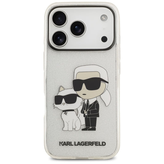 Etui til Apple iPhone 18 Pro / 17 Pro, Karl Lagerfeld, IML Glitter Karl and Choupette NFT, gennemsigtigt