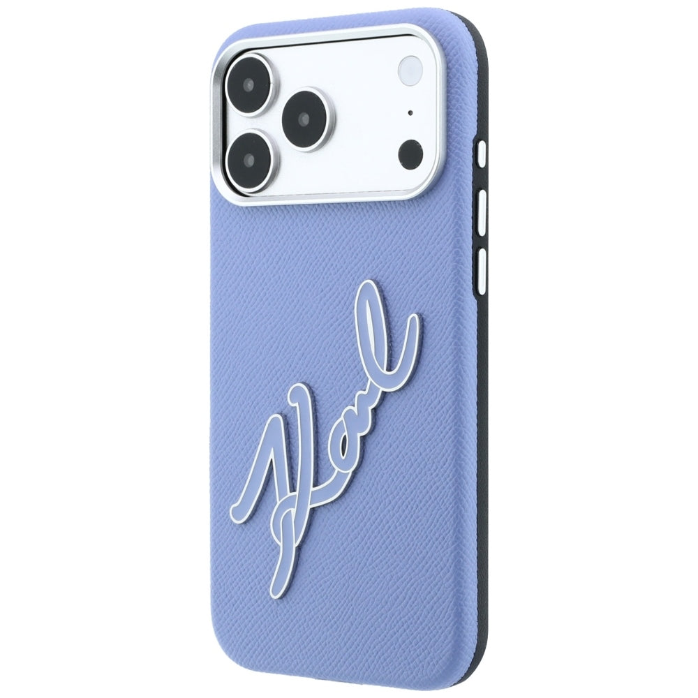 Cover til Apple iPhone 18 Pro / 17 Pro, Karl Lagerfeld, Smooth Big Resin Signature Logo, Bleu