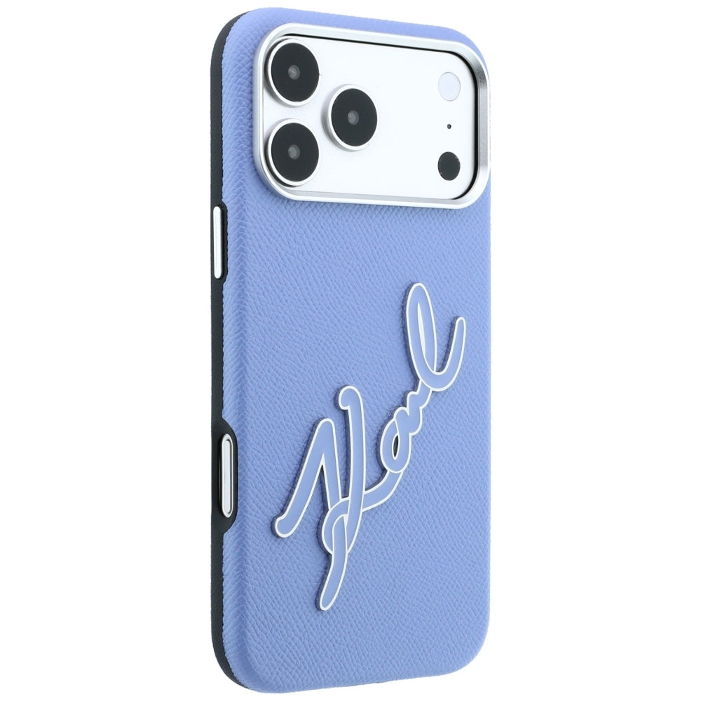 Cover til Apple iPhone 18 Pro / 17 Pro, Karl Lagerfeld, Smooth Big Resin Signature Logo, Bleu