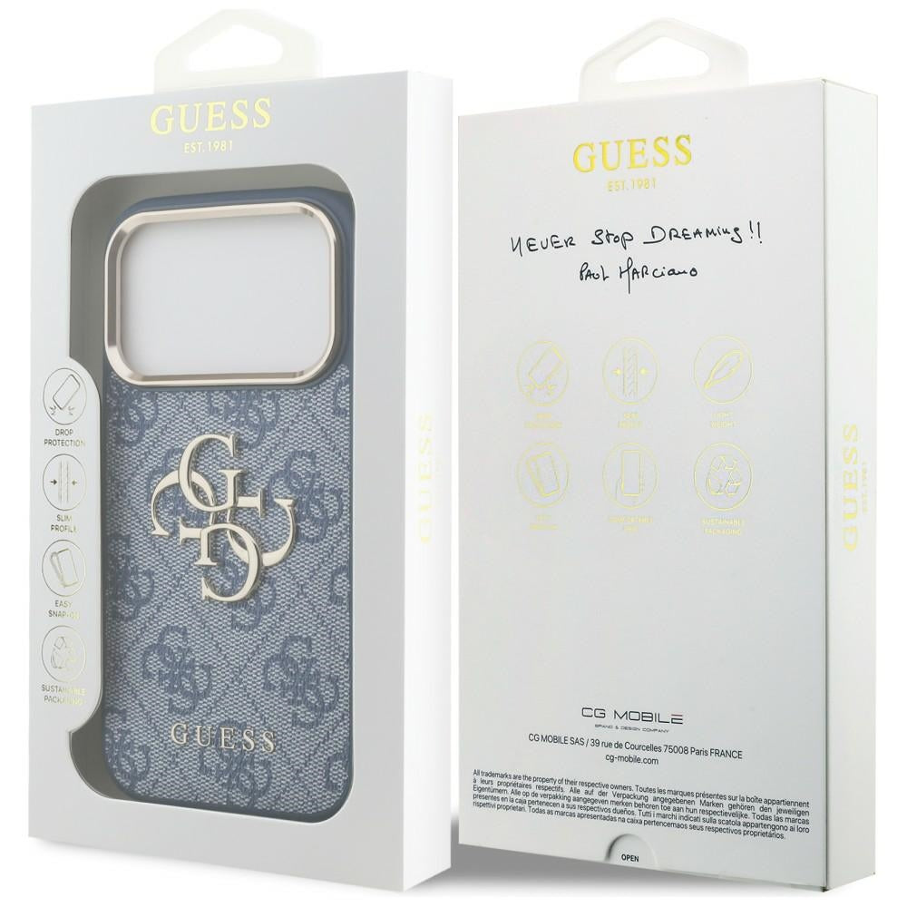 Cover til Apple iPhone 18 Pro Max / 17 Pro Max, Guess, 4G Big Classic Logo, Blå