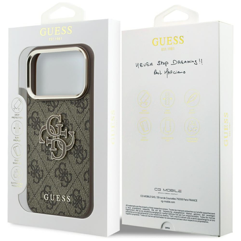 Cover til Apple iPhone 18 Pro Max / 17 Pro Max, Guess, 4G Big Resin Logo, Brun