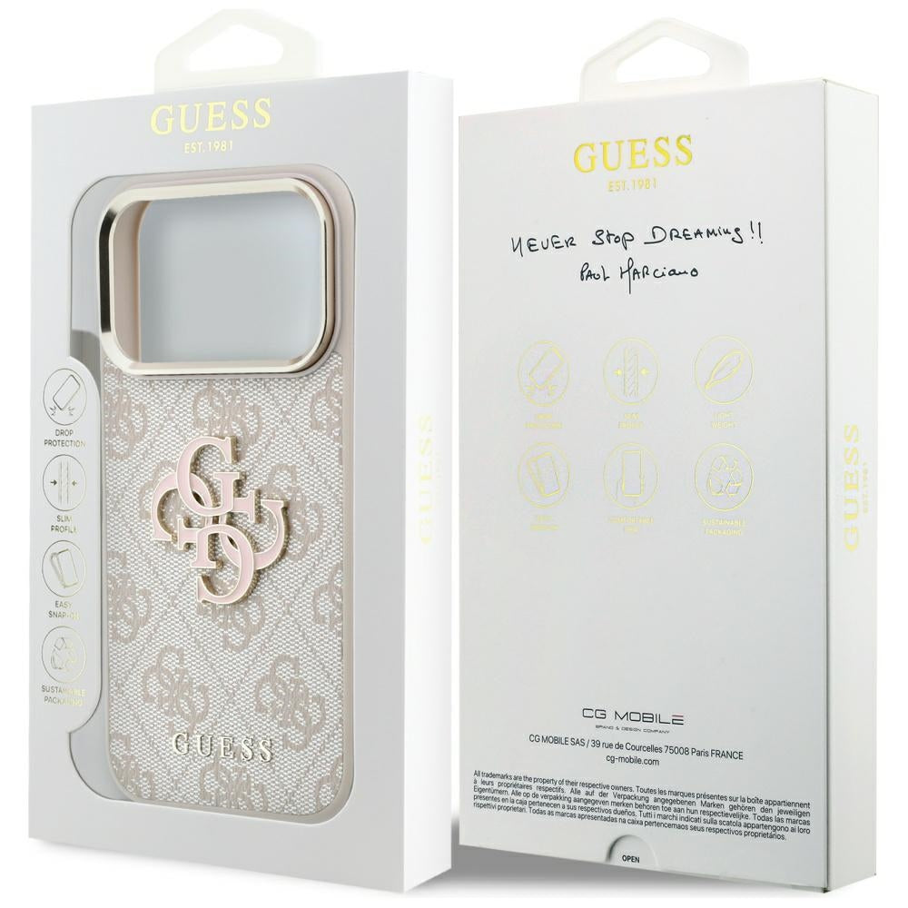 Cover til Apple iPhone 18 Pro Max / 17 Pro Max, Guess, 4G Big Resin Logo, Pink