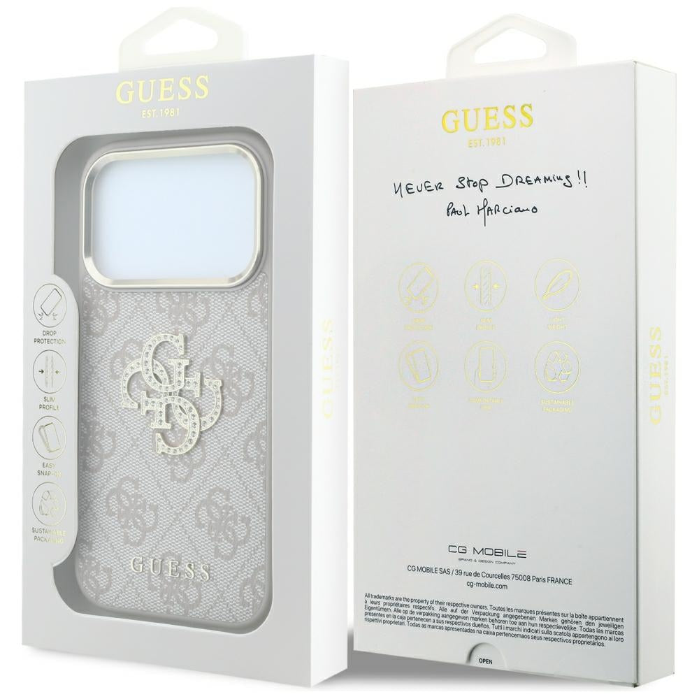 Cover til Apple iPhone 18 Pro Max / 17 Pro Max, Guess, 4G Big Strass Logo, Pink