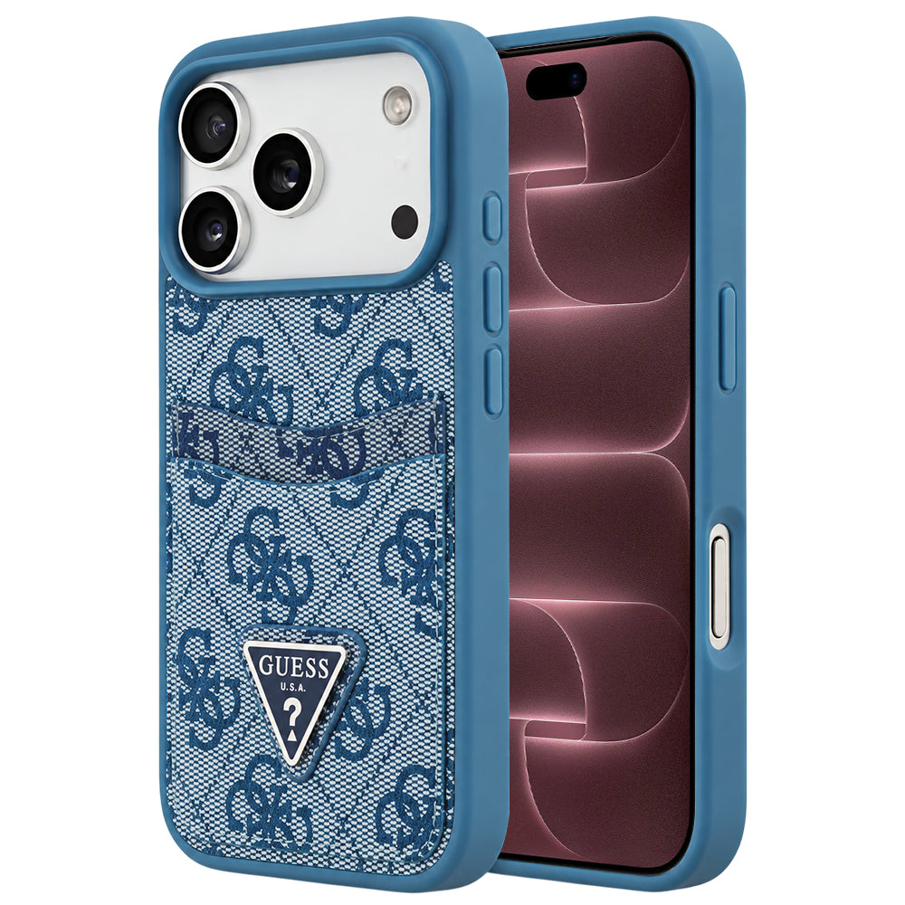 Etui til Apple iPhone 18 Pro Max / 17 Pro Max, Guess, 4G Double Card Triangle, blå