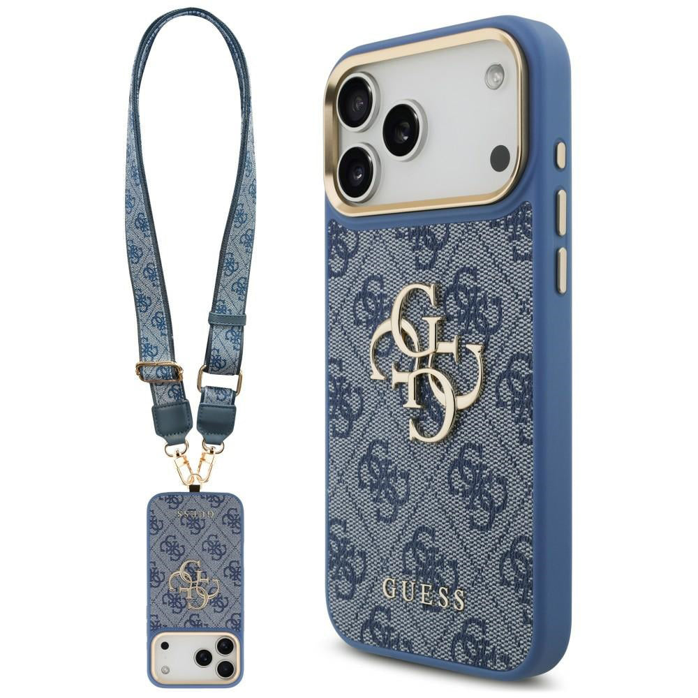 Etui til Apple iPhone 18 Pro Max / 17 Pro Max, Guess, Big 4G Classic Logo & Big Strap Metal Buttons, blå