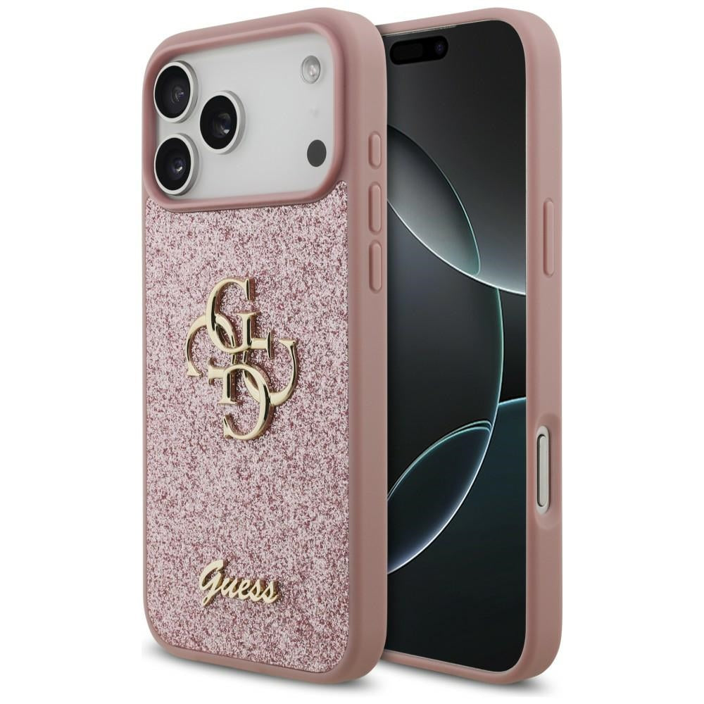 Case for Apple iPhone 18 Pro Max / 17 Pro Max, Guess, Fixed Glitter Big 4G, Pink