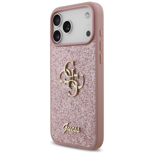 Cover til Apple iPhone 18 Pro Max / 17 Pro Max, Guess, Fixed Glitter Big 4G, Pink