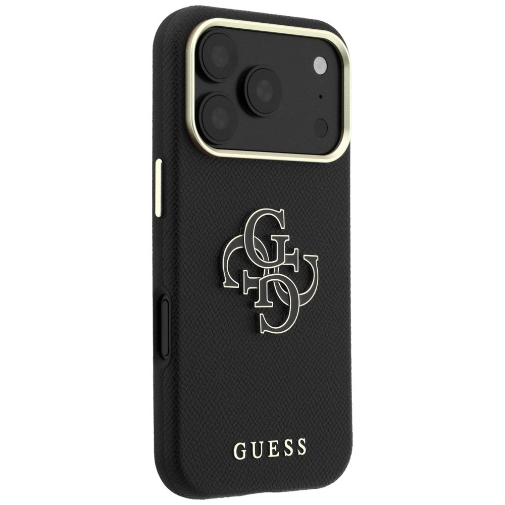 Cover til Apple iPhone 18 Pro Max / 17 Pro Max, Guess, Grained Big Resin Logo, Sort